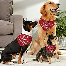 Red and White Personalized Dog's First Christmas Bandanas - 27843