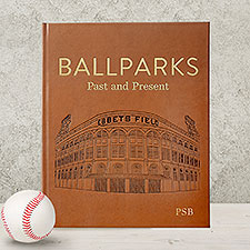 Ballparks Past and Present Personalized Leather Book - 28674D