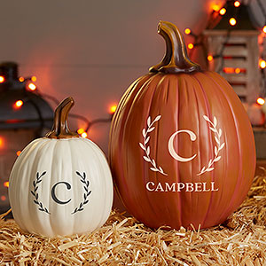 Laurel Initial Personalized Monogram Pumpkins - 27461