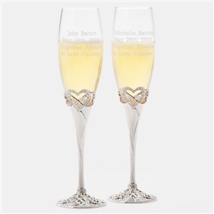 Infinity Heart Wedding Engraved Champagne Flute Set - 41624