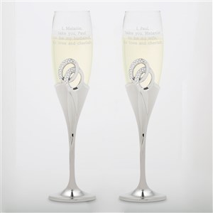 Double Rings Engraved Wedding Flute Set - 41763