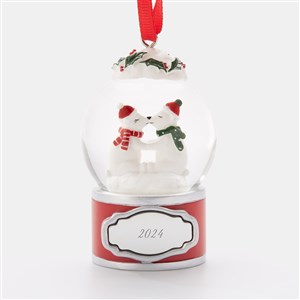 Kissing Polar Bears Snow Globe Engraved Ornament   - 45474