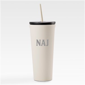 Engraved Corkcicle Monogram 24oz Cold Cup with Straw in Latte Cream    - 50753