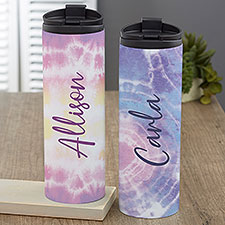 Pastel Tie Dye Personalized Travel Tumbler - 30222