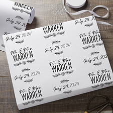 Sketched Laurel Wedding Personalized Wrapping Paper - 31793