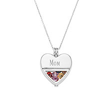 Engraved Glass Heart Birthstone Locket - 31860D