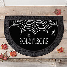 Spider Web Personalized Half Round Halloween Doormat - 32045