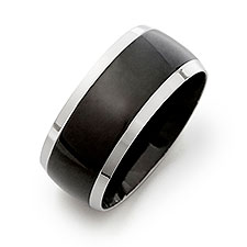 Men's Engraved Black Plate Steel Lined Band - 35656D