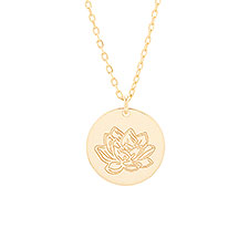 July Birth Flower Water Lily Gold Pendant  - 35874D