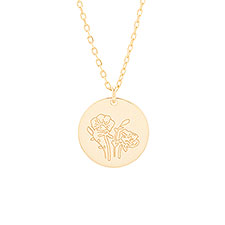 August Birth Flower Poppy Gold Pendant - 35875D