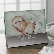 Simple & Sweet Engraved Glass Block Baby Picture Frame - 36994