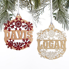 Snowflake Name Personalized Wood Ornament  - 37205