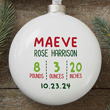 Personalized Deluxe Slim Globe Ornament - Newly Loved Baby Info - 37364