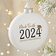 Classic Graduation Personalized Deluxe Slim Globe Ornament  - 37365