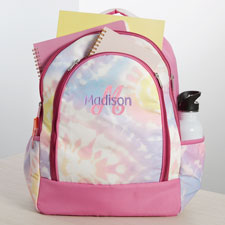 Playful Name Embroidered Tie Dye Backpack  - 38463