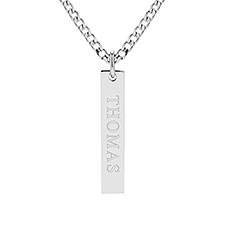 Engraved Vertical Men's Stainless Steel Pendant  - 40175D