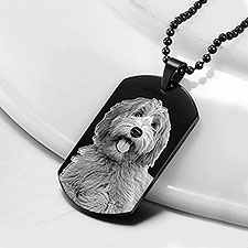 Personalized Black Stainless Photo Dog Tag Pendant  - 40674D