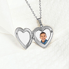 Engraved Photo Heart Locket  - 40677D