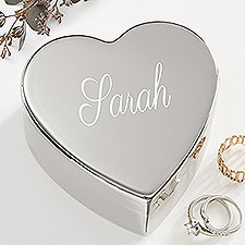 Personalized Silver Heart Keepsake Box - Classic Celebrations - 41261