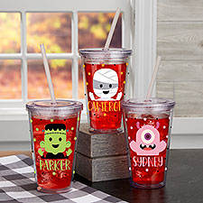 Trick or Treat Halloween Characters Personalized 17 oz. Insulated Acrylic Tumbler  - 41510