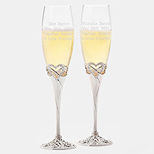 Infinity Heart Wedding Engraved Champagne Flute Set - 41624