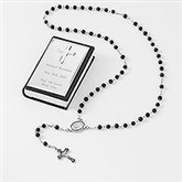 Children's Black Rosary and Engraved Keepsake Box - 41829