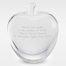 Engraved Crystal Apple Office Paperweight - 41874