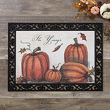 Personalized Autumn Pumpkin Welcome Door Mats - 4190