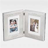 Engraved Wedding Silver Beaded Double Picture Frame - 41906