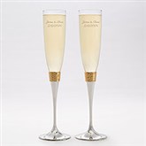 Etched Wedding Gold Hammered Champagne Flute Set - 41955