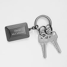 Engraved Gunmetal Stepped Edge Keychain - 41965