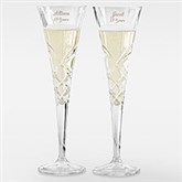 Etched Anniversary Reed and Barton Crystal Champagne Flute Set - 41988