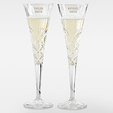 Etched Couples Message Reed and Barton Crystal Champagne Flute Set - 41997