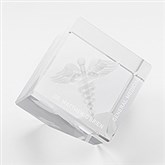 Engraved Graduation Caduceus 3D Crystal Sculpture - 42127