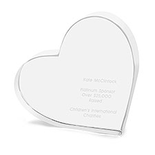 Engraved Recognition Crystal Heart Award - 42192