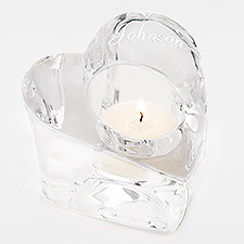 Personalized Wedding Orrefors Crystal Heart Votive - 42208