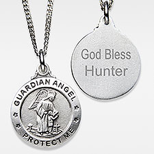 Personalized Religious Guardian Angel Children's Pendant - 42290