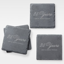 Engraved Slate Anniversary Set of 4 Coasters - 42315