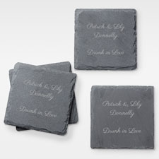 Engraved Wedding Message Slate Coaster Set of 4 - 42322