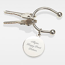 Engraved Birthday Message Silver Keychain - 42326