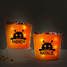 Monster Personalized Halloween Light Up Treat Bucket  - 42336