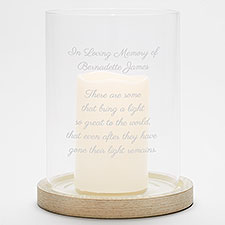 Personalized Memorial Hurricane Candle Holder with Whitewashed Wood Base - 42354