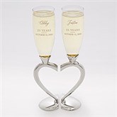 Engraved Connected Hearts Anniversary Flute Set - 42359