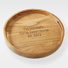 Engraved Housewarming Acacia Wood Round Serving Tray - 42387