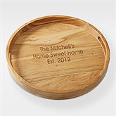 Engraved Housewarming Acacia Wood Round Serving Tray - 42387