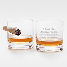 Etched Message Cigar Glasses Set of 2 for Professionals - 42543