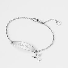 Engraved Sterling Silver Angel ID Bracelet  - 42781