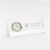 Engraved Graduation Crystal Desk Clock Name Plate - 43195