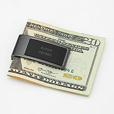 Engraved Gunmetal and Black Money Clip - 43523