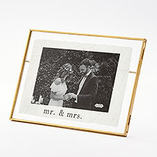 Printed Mr. & Mrs. Wedding Picture Frame - Antique Brass 4x6 - 44166